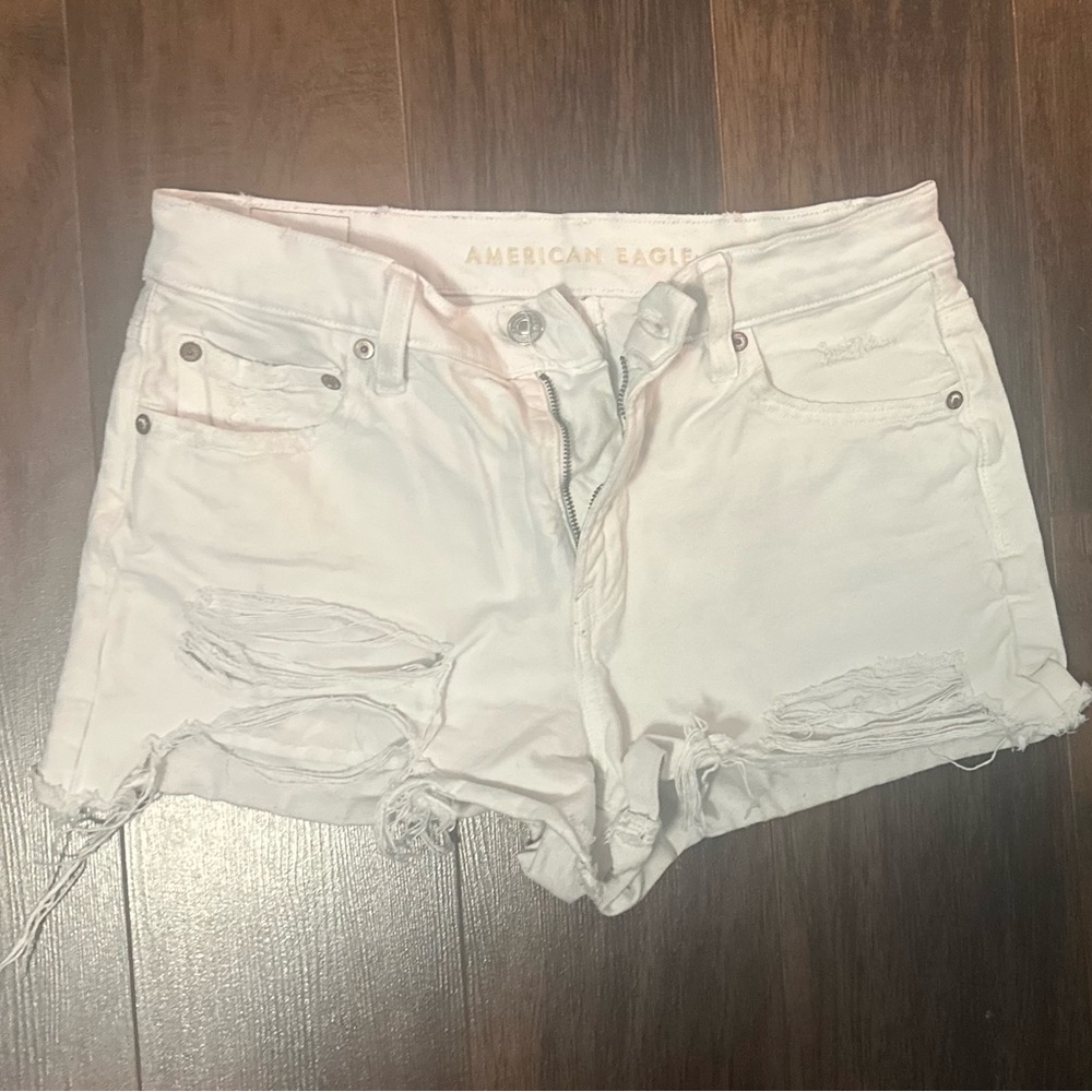 American Age Light Denim Distressed Shorts
